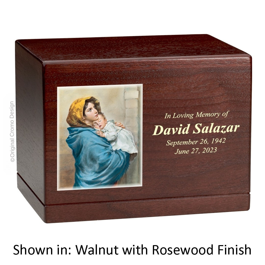 Catholic cremation urn with Last Supper Wood finish by Cromo NB
