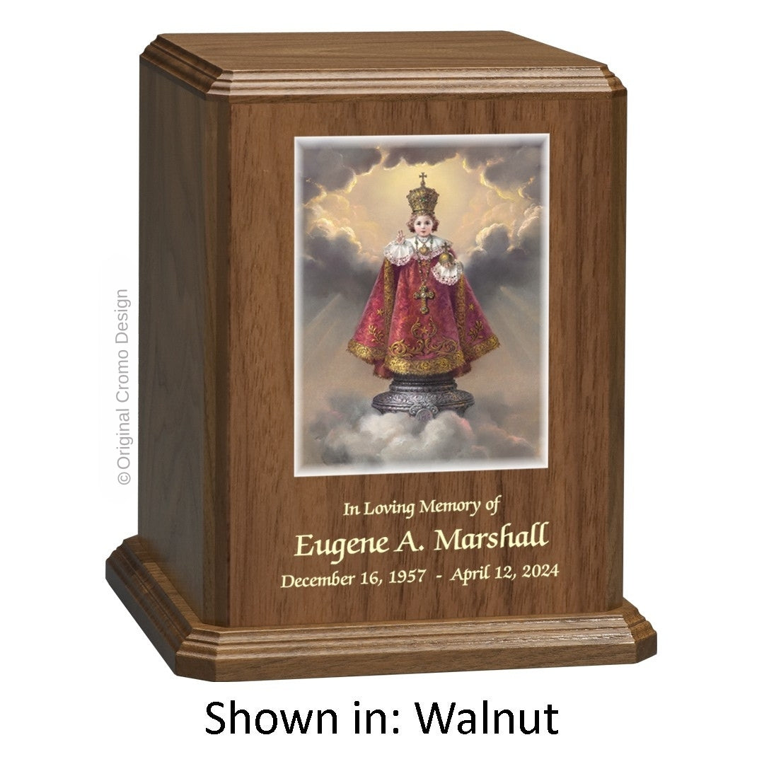 Catholic cremation urn with Saint Joseph Wood finish by Cromo NB