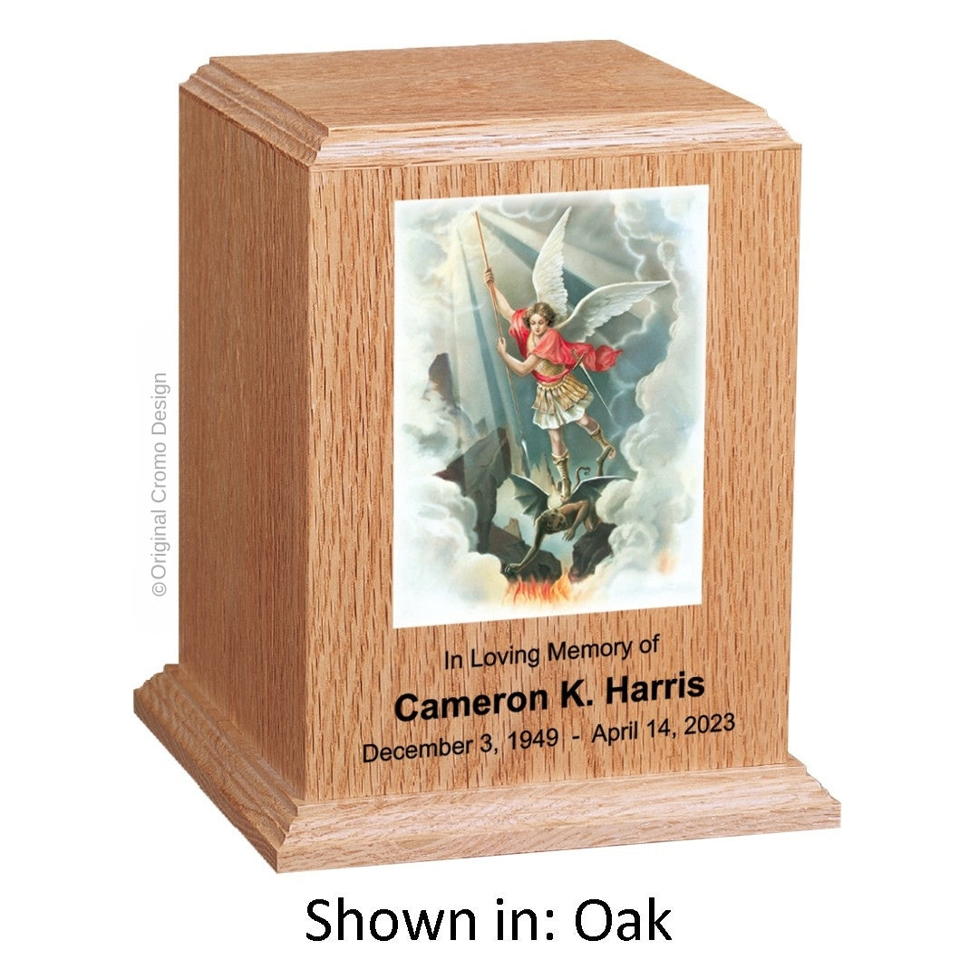 Catholic cremation urn with Last Supper Wood finish by Cromo NB