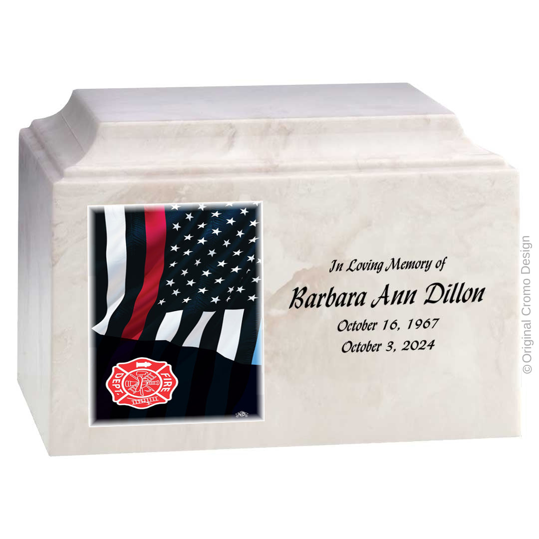 Cromo 1870 White - Thin Red Line Flag with Fire Emblem