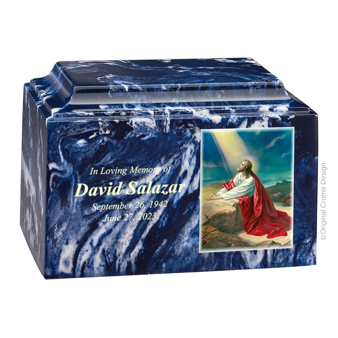 Catholic cremation urn with Saint Joseph Wood finish by Cromo NB