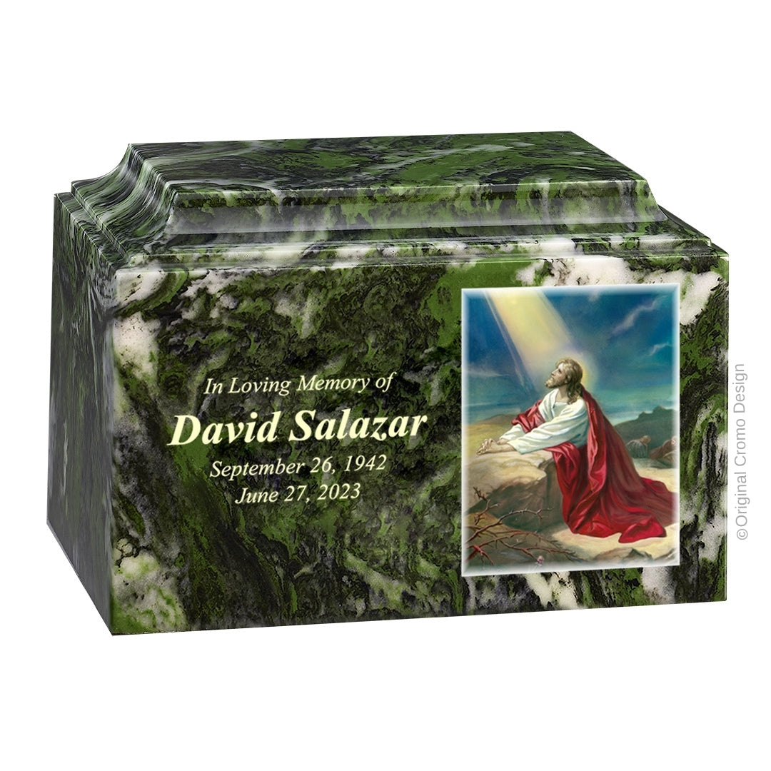 Catholic cremation urn with Saint Joseph Wood finish by Cromo NB