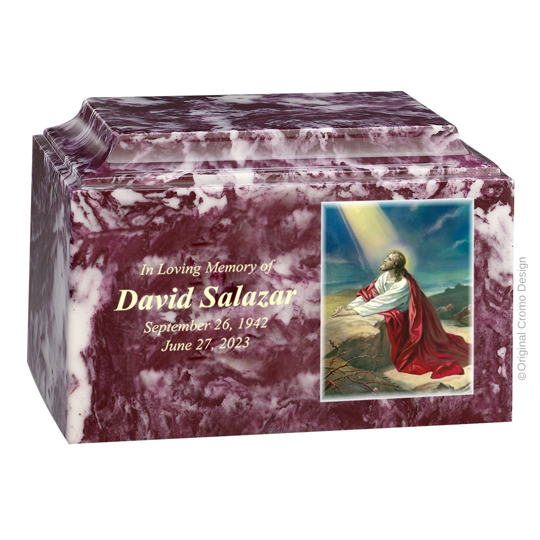 Catholic cremation urn with Saint Joseph Wood finish by Cromo NB