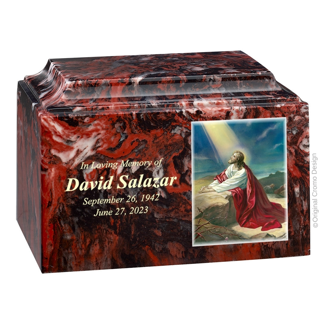 Catholic cremation urn with Saint Joseph Wood finish by Cromo NB