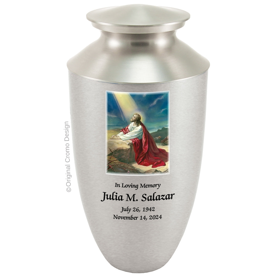 Catholic cremation urn with Saint Joseph Wood finish by Cromo NB