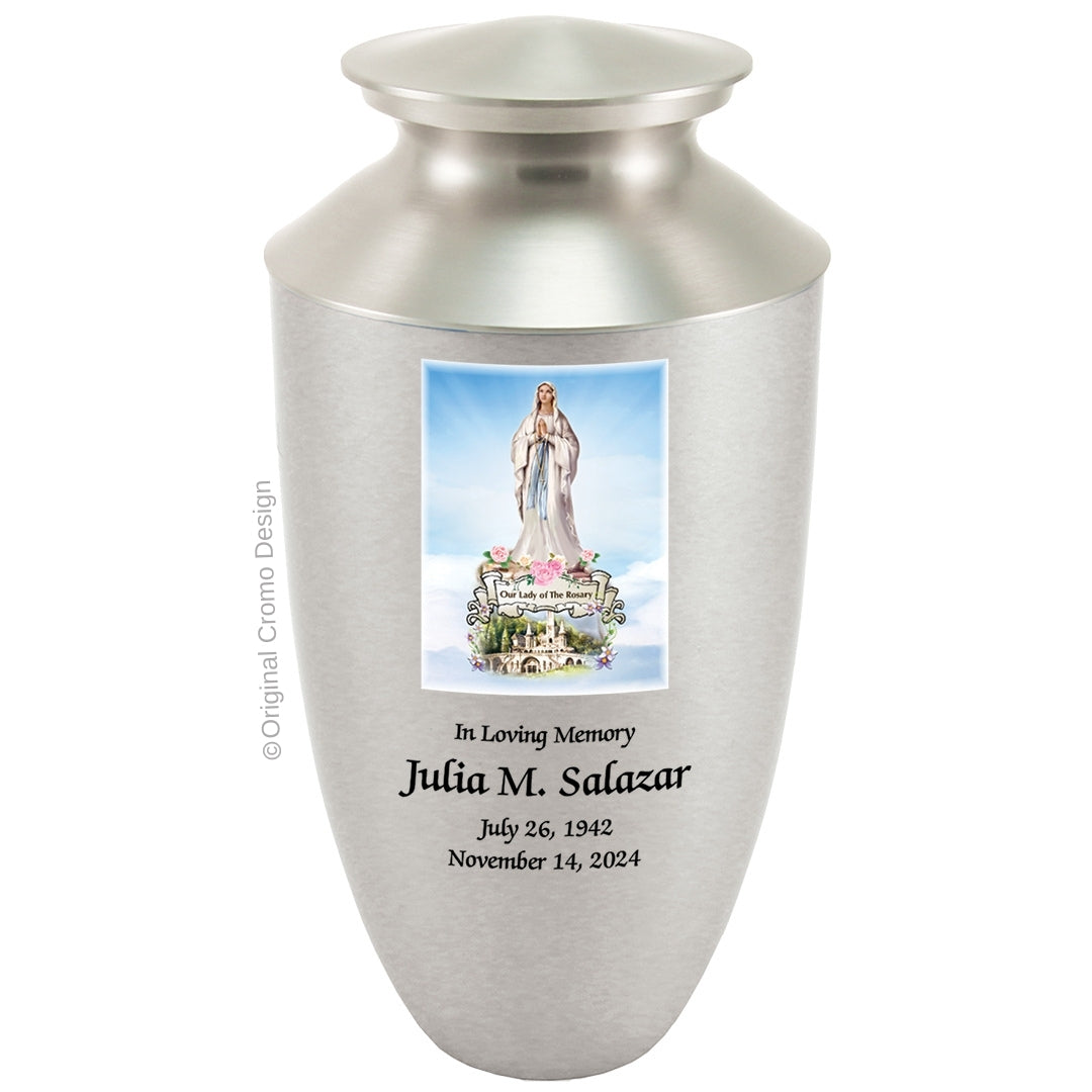 Catholic cremation urn with Saint Michael Archangel Wood finish by Cromo NB
