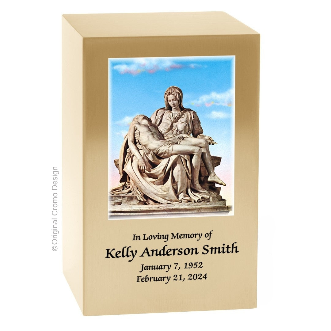 Catholic cremation urn with Saint Joseph Wood finish by Cromo NB