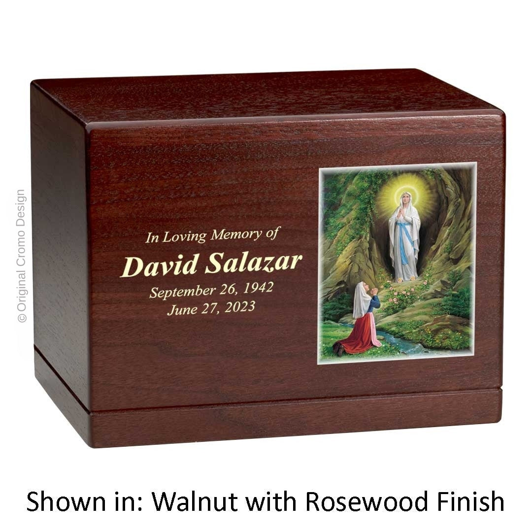 Catholic cremation urn with Saint Jude  Wood finish by Cromo NB
