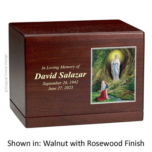 Catholic cremation urn with Saint Jude  Wood finish by Cromo NB
