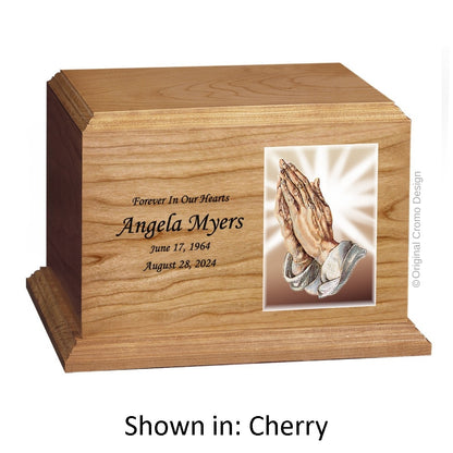 Catholic cremation urn with Holy Family  Wood finish by Cromo NB