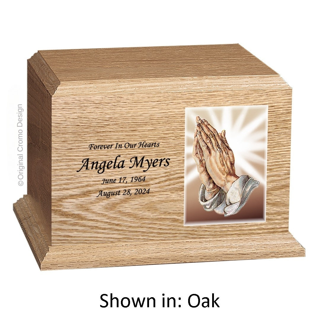Catholic cremation urn with Holy Family  Wood finish by Cromo NB