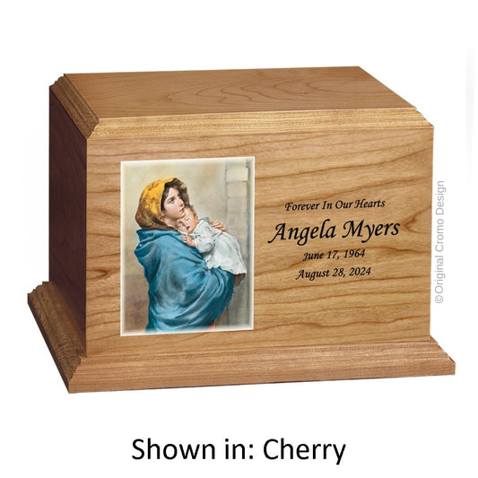 Catholic cremation urn with Saint Jude  Wood finish by Cromo NB