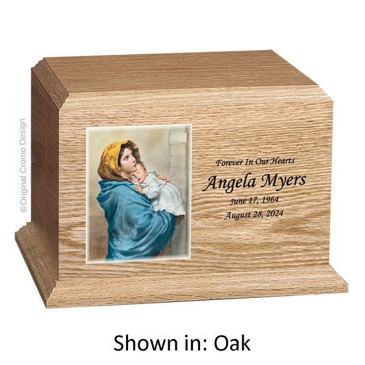 Catholic cremation urn with Saint Jude  Wood finish by Cromo NB