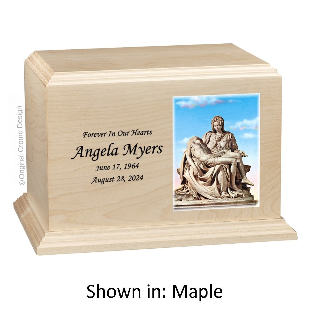 Catholic cremation urn with Last Supper  Wood finish by Cromo NB