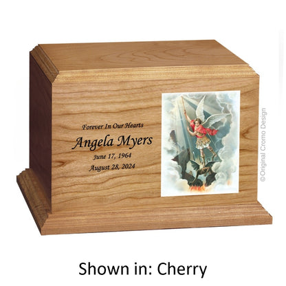 Catholic cremation urn with Last Supper  Wood finish by Cromo NB