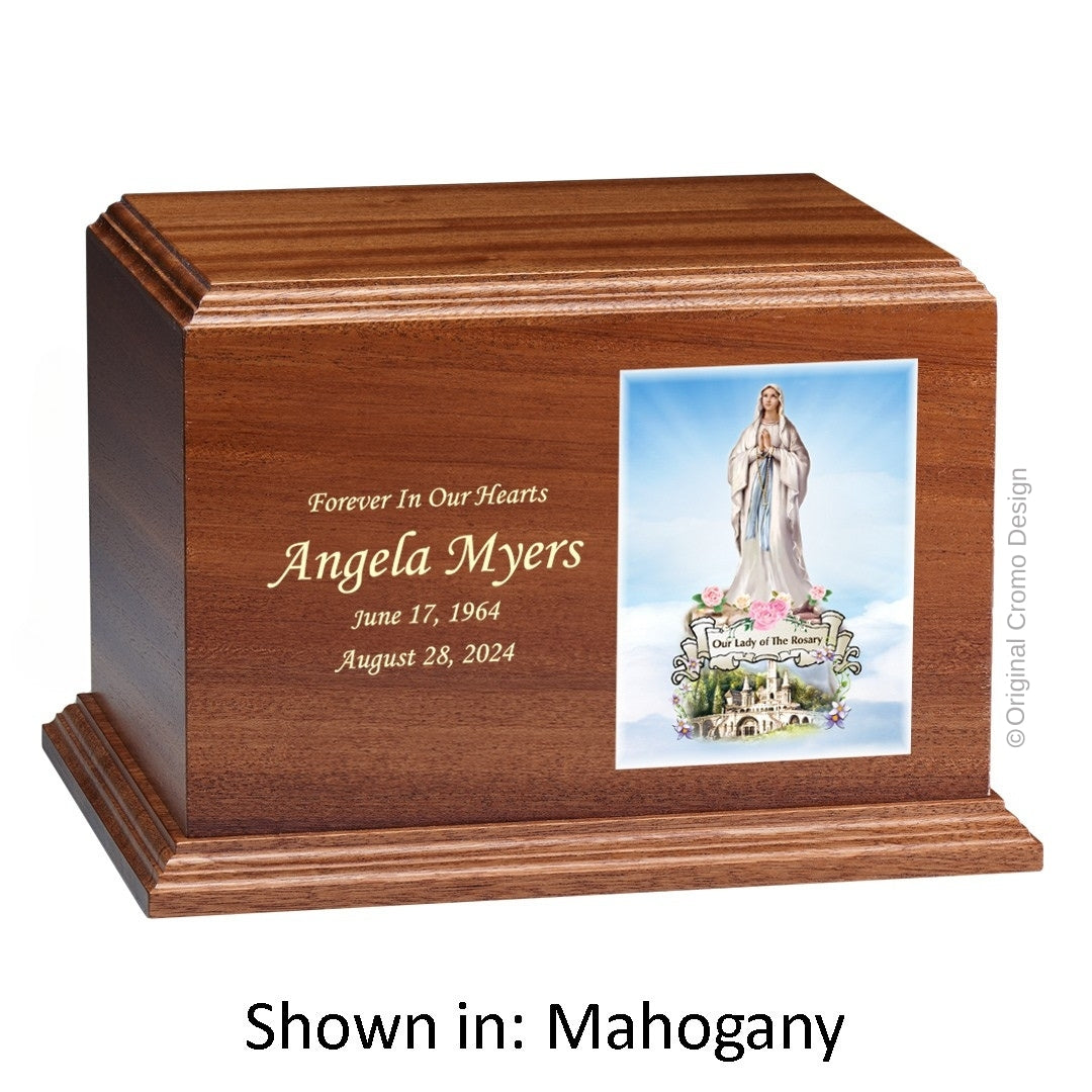 Catholic cremation urn with Pieta Michelangelo  Wood finish by Cromo NB