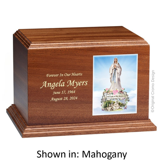 Catholic cremation urn with Pieta Michelangelo  Wood finish by Cromo NB