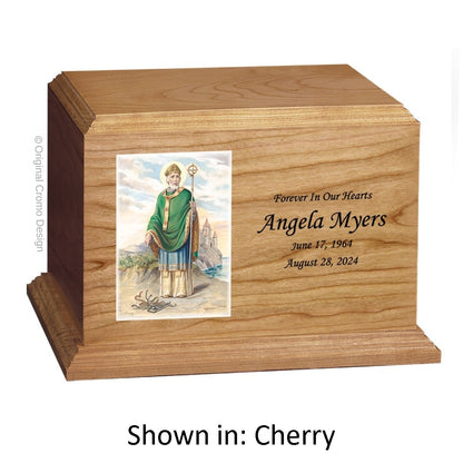 Catholic cremation urn with Pieta Michelangelo  Wood finish by Cromo NB