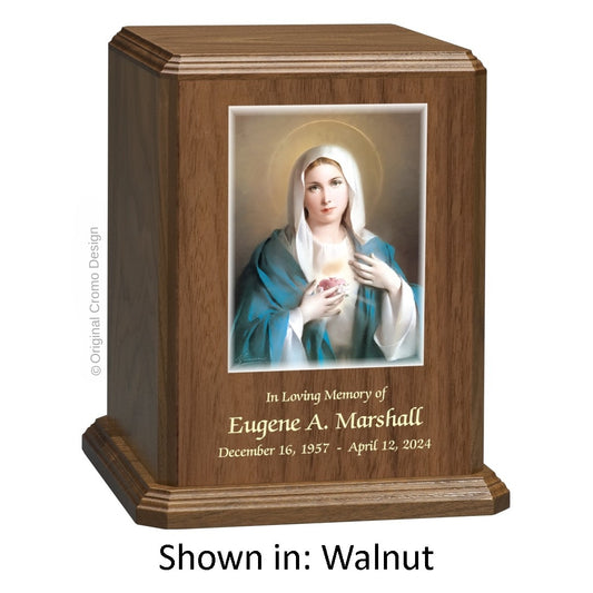 Catholic cremation urn with Jesus Praying  Wood finish by Cromo NB