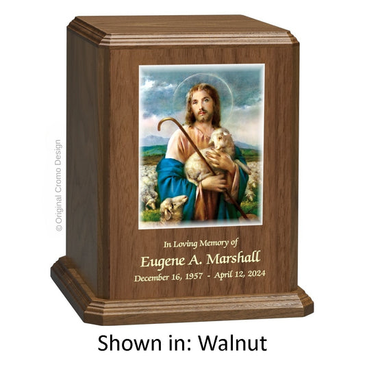 Catholic cremation urn with Last Supper  Wood finish by Cromo NB