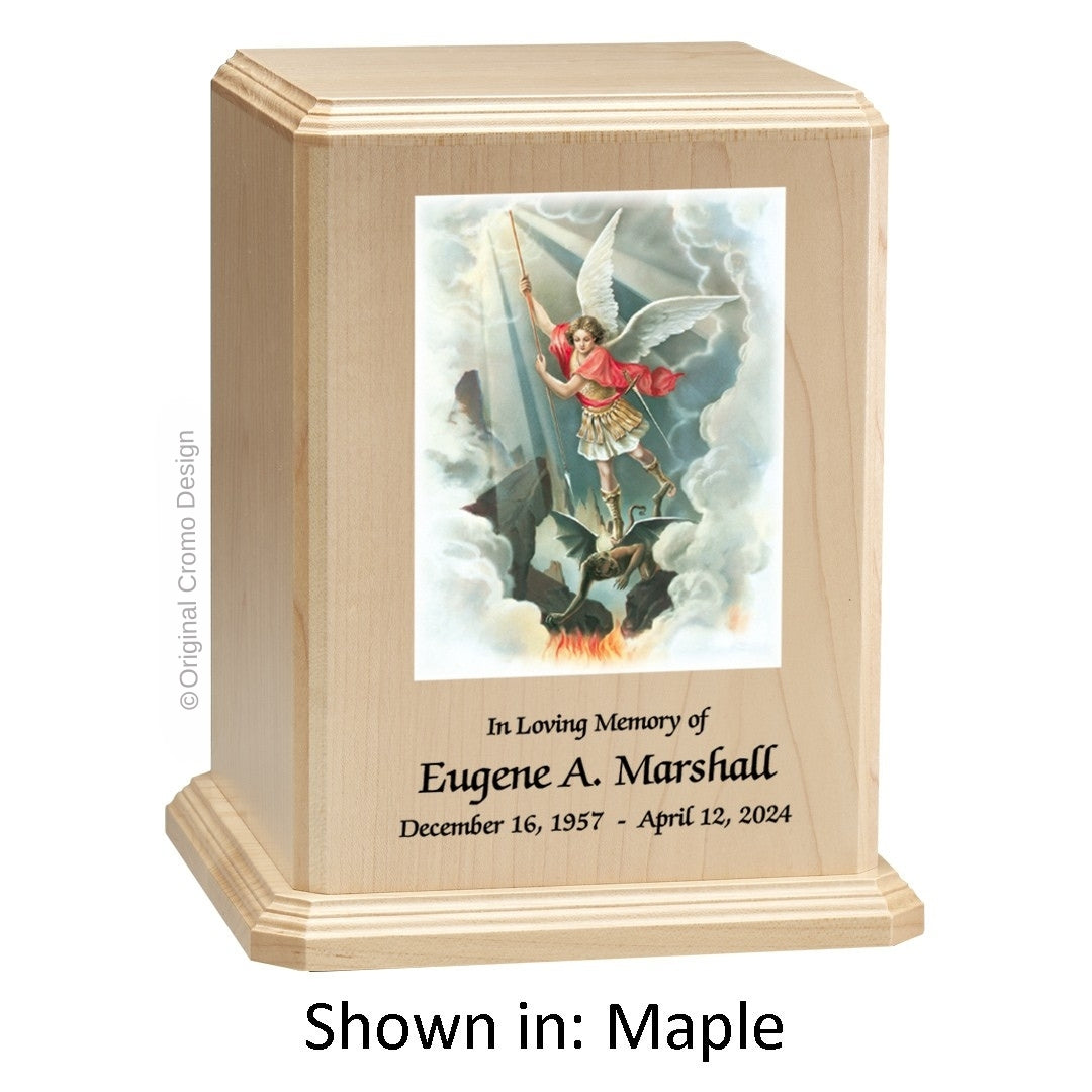 Catholic cremation urn with Saint Jude  Wood finish by Cromo NB