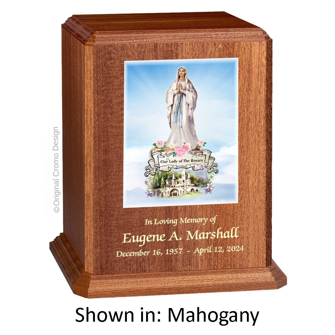 Catholic cremation urn with Last Supper  Wood finish by Cromo NB