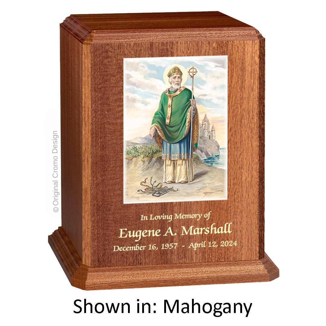 Catholic cremation urn with Madonna of The Street  Wood finish by Cromo NB