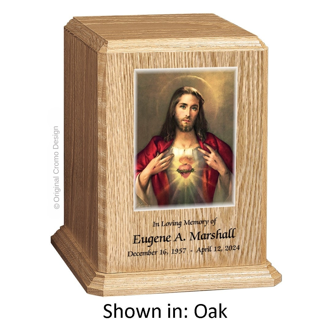 Catholic cremation urn with Pieta Michelangelo  Wood finish by Cromo NB