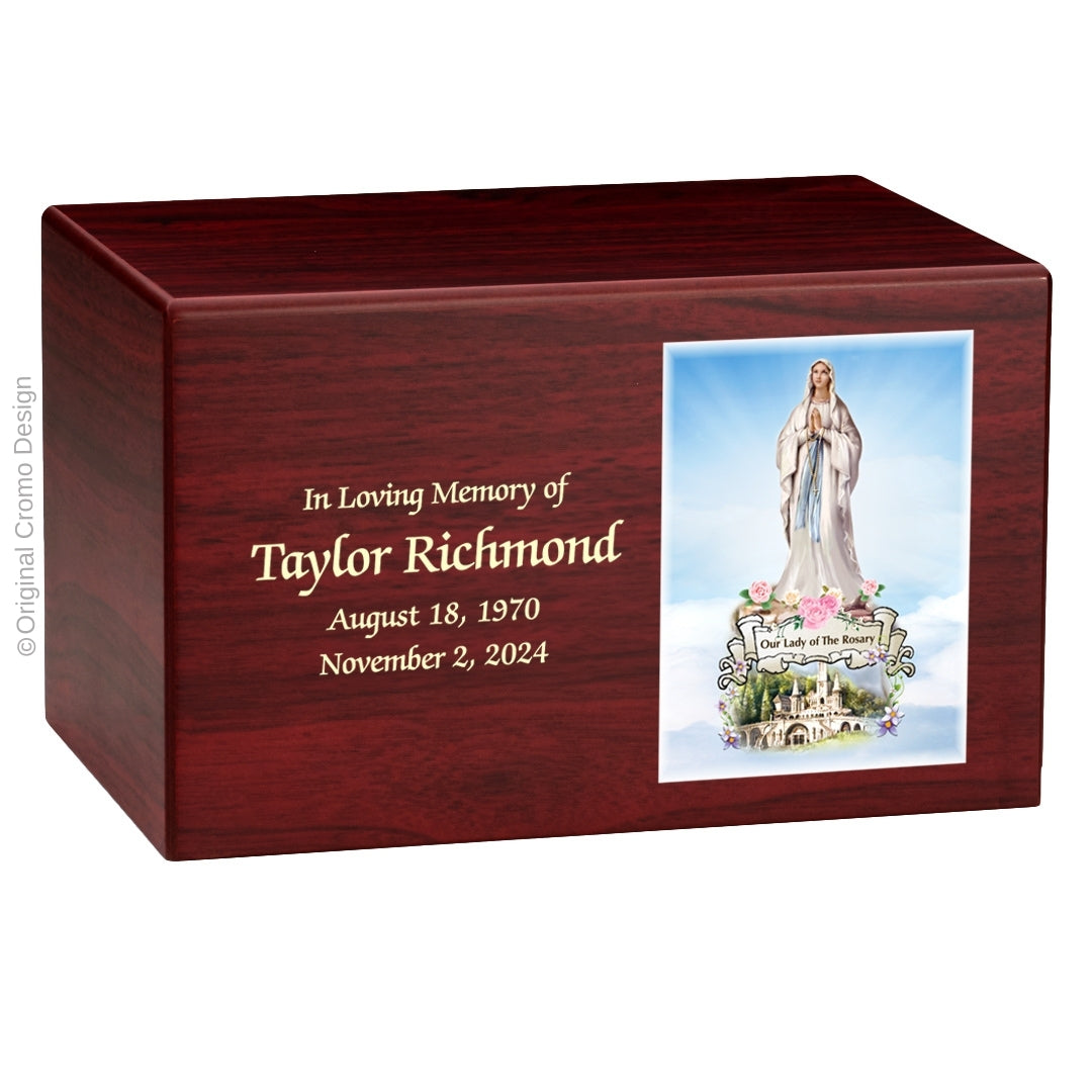 Catholic cremation urn with Saint Patrick  Wood finish by Cromo NB