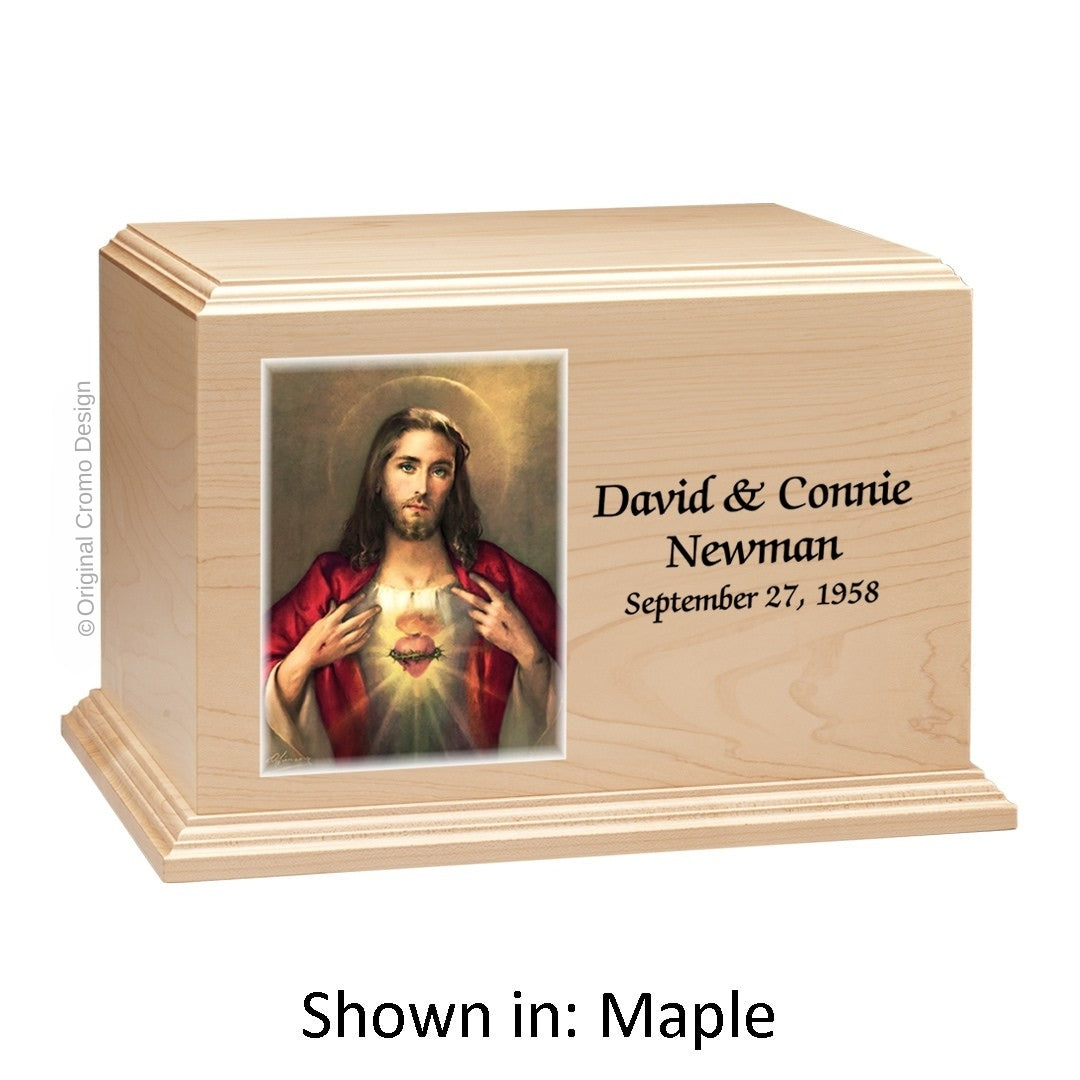 Catholic cremation urn with Saint Patrick  Wood finish by Cromo NB