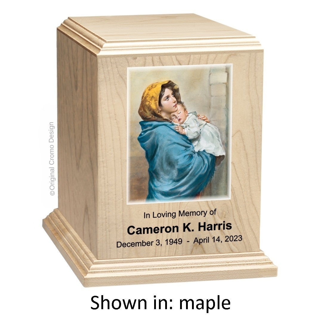 Catholic cremation urn with Saint Jude  Wood finish by Cromo NB