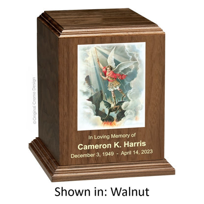 Catholic cremation urn with Last Supper  Wood finish by Cromo NB