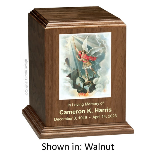 Catholic cremation urn with Last Supper  Wood finish by Cromo NB
