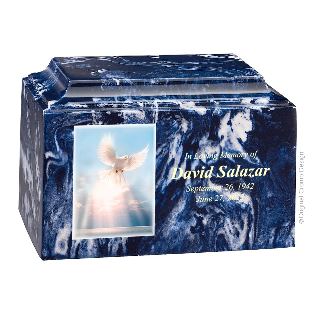 Catholic cremation urn with Saint Therese  Wood finish by Cromo NB