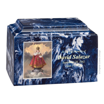 Catholic cremation urn with Immaculate Heart of Mary  Wood finish by Cromo NB