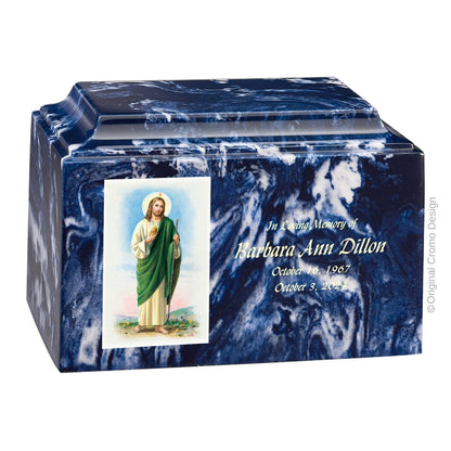 Catholic cremation urn with Jesus Praying  Wood finish by Cromo NB