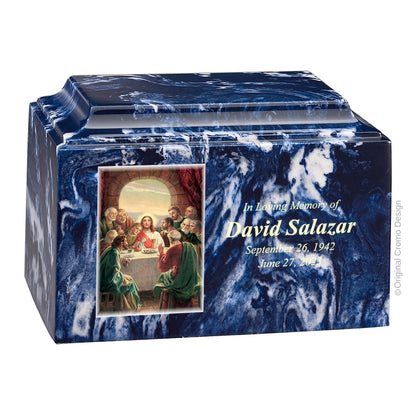 Catholic cremation urn with Our Lady of Lourdes  Wood finish by Cromo NB