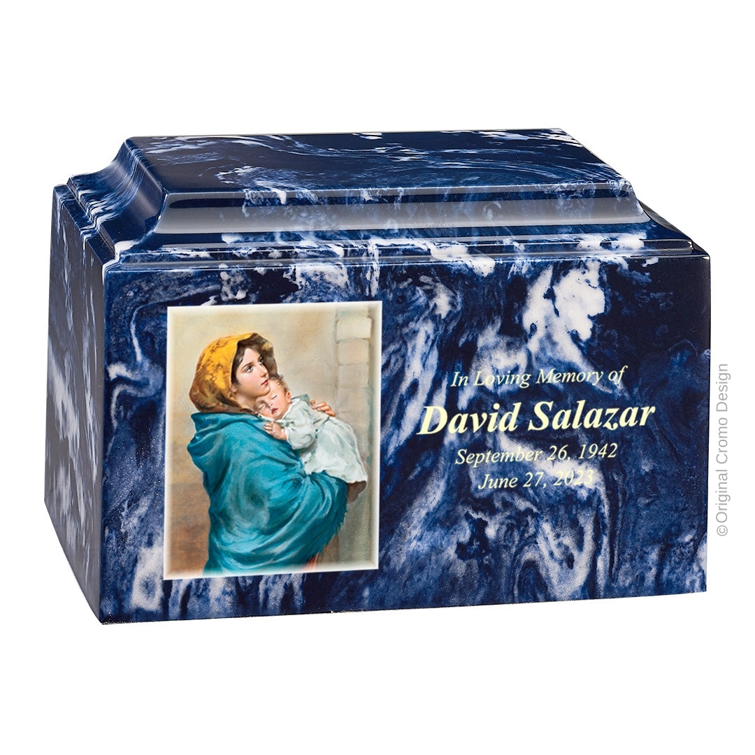 Catholic cremation urn with Last Supper  Wood finish by Cromo NB