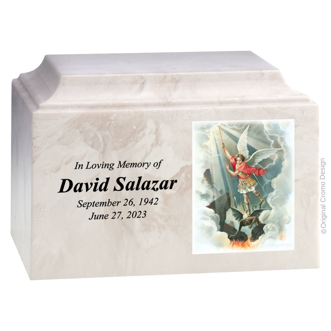 Catholic cremation urn with Pieta Michelangelo  Wood finish by Cromo NB