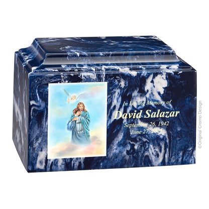 Catholic cremation urn with Saint Patrick  Wood finish by Cromo NB