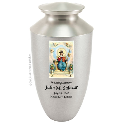 Catholic cremation urn with Saint Anthony  Pewter finish by Cromo NB