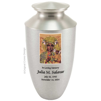 Catholic cremation urn with Crucifixion  Wood finish by Cromo NB