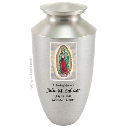 Catholic cremation urn with Our Lady of Fatima  Wood finish by Cromo NB