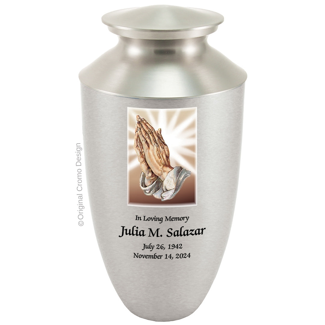 Catholic cremation urn with Holy Family  Wood finish by Cromo NB