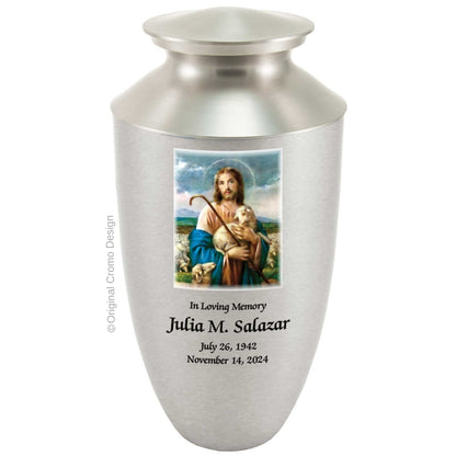Catholic cremation urn with Jesus Praying  Wood finish by Cromo NB