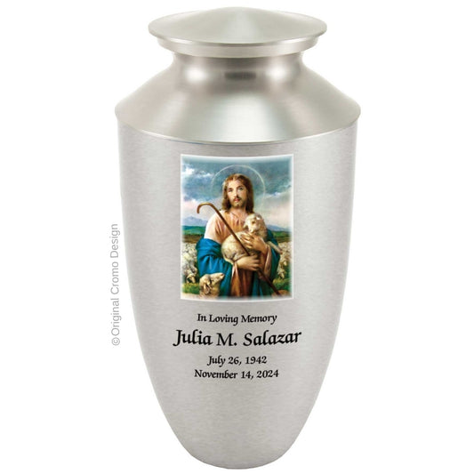 Catholic cremation urn with Jesus Praying  Wood finish by Cromo NB