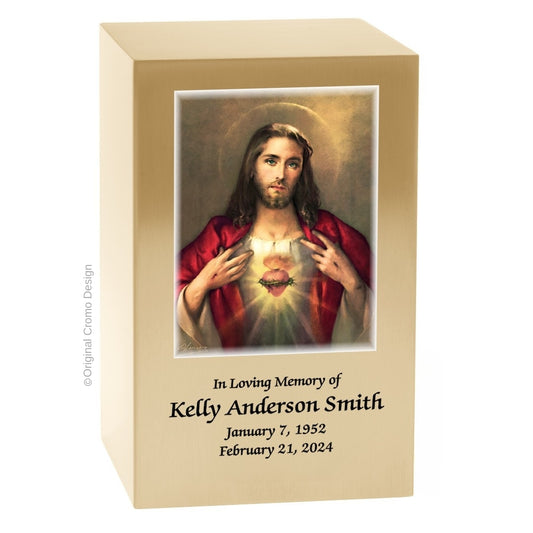 Catholic cremation urn with Madonna of The Street  Wood finish by Cromo NB